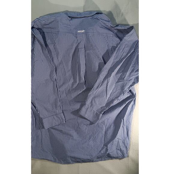 Ariat Pro Series XXL Tall Check Shirt Blue White Button Down Western Workwear - Picture 8 of 8